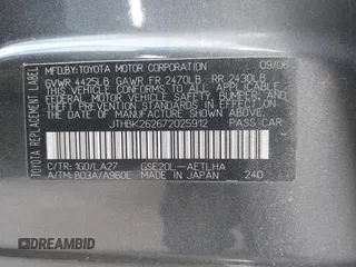 2007 Lexus IS 250 with VIN JTHBK262672025912, listed as a IAAI auction lot 42532981 with 161,907 mi miles and . Bid and sale history available at DreamBid. Image 9.