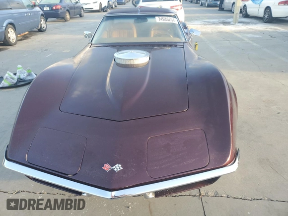 1972 Chevrolet Corvette with VIN 1Z37K2S525523, listed as a Copart auction lot 74986234 with 44,725 mi miles and Salvage title. Bid and sale history available at DreamBid. Image 5.