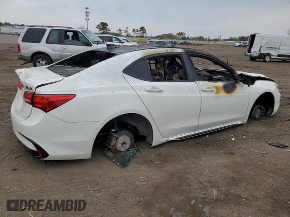 2018 Acura TLX w/Technology Pkg with VIN 19UUB2F53JA001408, listed as a Copart auction lot 46942215 with 0 mi miles and Salvage Title. Bid and sale history available at carsss.com. Image 3.