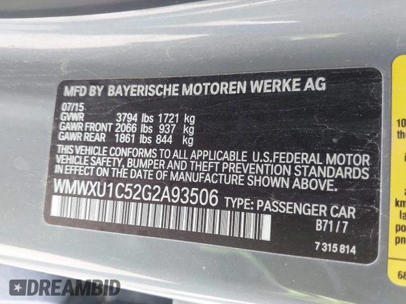 2016 MINI Hardtop 4 Door z VIN WMWXU1C52G2A93506, wystawiony jako IAAI lot #41920473 z przebiegiem 101 635 mil mil oraz . Historia ofert i sprzedaży dostępna na DreamBid. Obrazek 9.