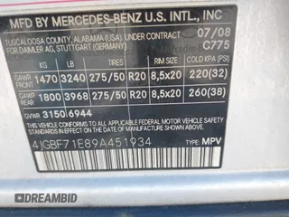 2009 Mercedes-Benz GL 450 z VIN 4JGBF71E89A451934, wystawiony jako IAAI lot #42041370 z przebiegiem 259 865 mil mil oraz . Historia ofert i sprzedaży dostępna na DreamBid. Obrazek 9.