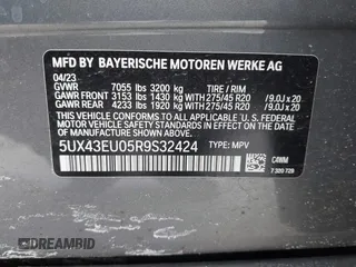 2024 BMW X5 xDrive50e with VIN 5UX43EU05R9S32424, listed as a IAAI auction lot 41622605 with 24,586 mi miles. Bid and sale history available at carsss.com. Image 9.