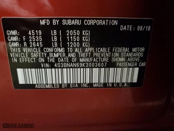 2019 Subaru Legacy Limited with VIN 4S3BNAN69K3003607, listed as a Copart auction lot 46419675 with 65,730 mi miles and Salvage Title. Bid and sale history available at carsss.com. Image 13.