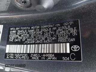 2021 Toyota Prius L Eco with VIN JTDKAMFU8M3144391, listed as a IAAI auction lot 42477718 with 314,346 mi miles and . Bid and sale history available at DreamBid. Image 9.