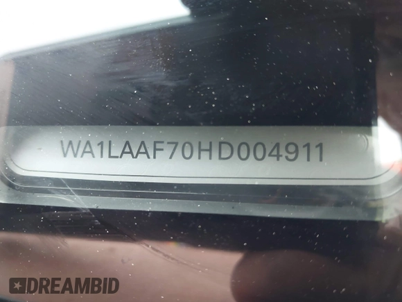 2017 Audi Q7 Premium Plus with VIN WA1LAAF70HD004911, listed as a IAAI auction lot 41910833 with 120,506 mi miles and . Bid and sale history available at DreamBid. Image 9.