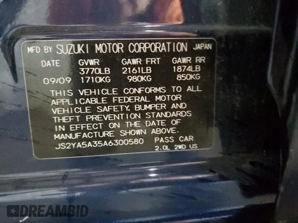 2010 Suzuki SX4 with VIN JS2YA5A35A6300580, listed as a Copart auction lot 77611444 with 113,926 mi miles and Salvage Title. Bid and sale history available at carsss.com. Image 12.
