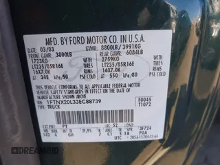2003 Ford F-250 XL с VIN 1FTNX20L33EC88739, выставлен на аукционе IAAI как лот 42293415 с пробегом 163 159 миль миль и . История ставок и продаж доступна на DreamBid. Изображение 9.