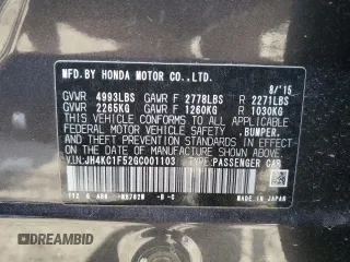 2016 Acura RLX Tech Pkg with VIN JH4KC1F52GC001103, listed as a Copart auction lot 78861763 with 73,060 mi miles and Non Repairable. Bid and sale history available at carsss.com. Image 12.