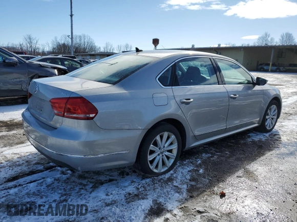 2012 Volkswagen Passat SEL with VIN 1VWCP7A36CC097828, listed as a Copart auction lot 46071215 with 156,525 mi miles and Salvage Title. Bid and sale history available at carsss.com. Image 3.