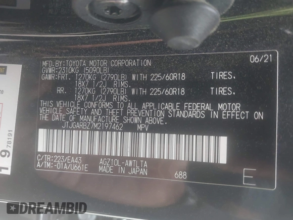 2021 Lexus NX 300 с VIN JTJGARBZ7M2197462, выставлен на аукционе IAAI как лот 41829442 с пробегом 35 691 миль миль и . История ставок и продаж доступна на DreamBid. Изображение 9.
