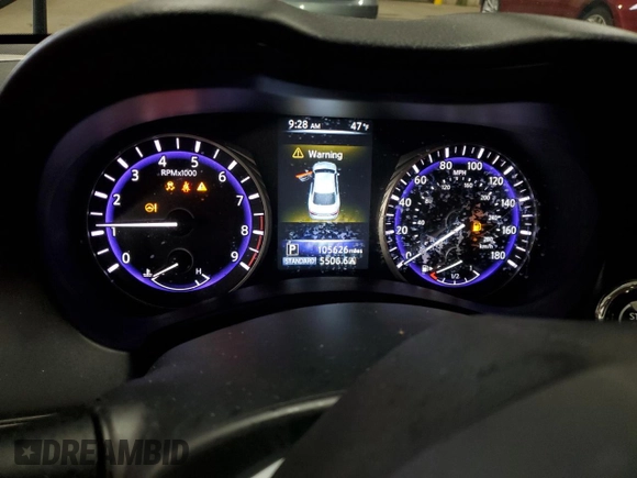 2014 Infiniti Q50 Premium with VIN JN1BV7AR1EM705764, listed as a Copart auction lot 50555595 with 105,626 mi miles and Salvage Title. Bid and sale history available at DreamBid. Image 9.