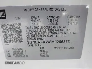 2021 Chevrolet Traverse LS z VIN 1GNERFKW8MJ266373, wystawiony jako IAAI lot #42170670 z przebiegiem 45 457 mil mil oraz . Historia ofert i sprzedaży dostępna na DreamBid. Obrazek 9.