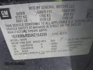 2017 Cadillac XT5 Luxury FWD with VIN 1GYKNBRS5HZ164209, listed as a IAAI auction lot 41213572 with 144,039 mi miles. Bid and sale history available at carsss.com. Image 9.
