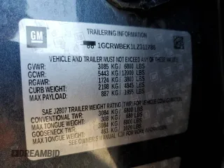 2020 Chevrolet Silverado 1500 Custom with VIN 1GCRWBEK1LZ311786, listed as a Copart auction lot 77437184 with 84,746 mi miles and Salvage Title. Bid and sale history available at carsss.com. Image 15.