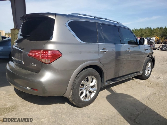 2011 Infiniti QX56 7-passenger with VIN JN8AZ2NF7B9502882, listed as a Copart auction lot 50631245 with 284,278 mi miles and Salvage Title. Bid and sale history available at carsss.com. Image 3.