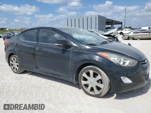 2013 Hyundai Elantra Limited with VIN KMHDH4AE4DU690826, listed as a Copart auction lot 55066595 with 75,059 mi miles and Salvage Title. Bid and sale history available at DreamBid. Image 4.