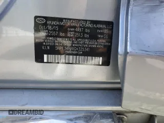2016 Hyundai Sonata Sport with VIN 5NPE34AFXGH325341, listed as a Copart auction lot 54572035 with 132,316 mi miles and Salvage Title. Bid and sale history available at DreamBid. Image 12.