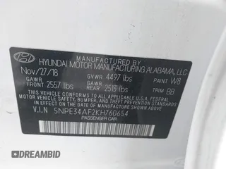 2019 Hyundai Sonata SEL with VIN 5NPE34AF2KH760654, listed as a IAAI auction lot 41877733 with 45,722 mi miles and . Bid and sale history available at DreamBid. Image 9.