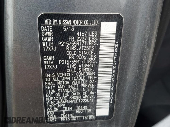2013 Nissan Juke SV with VIN JN8AF5MV6DT222041, listed as a Copart auction lot 46927845 with 119,744 mi miles and Salvage Title. Bid and sale history available at carsss.com. Image 13.