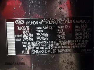 2023 Hyundai Santa Fe Limited with VIN 5NMS4DAL2PH485880, listed as a Copart auction lot 44610855 with 20,015 mi miles and Salvage Title. Bid and sale history available at carsss.com. Image 13.