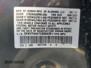 2012 Honda Pilot EX with VIN 5FNYF4H47CB004391, listed as a Copart auction lot 42566605 with 208,751 mi miles and Clean Title. Bid and sale history available at DreamBid. Image 13.
