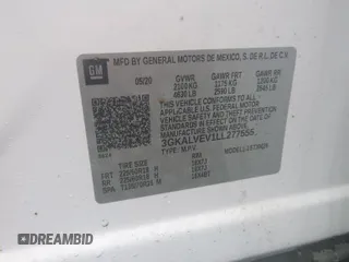 2020 GMC Terrain SLT z VIN 3GKALVEV1LL277555, wystawiony jako IAAI lot #42408919 z przebiegiem 70 173 mil mil oraz . Historia ofert i sprzedaży dostępna na DreamBid. Obrazek 1.