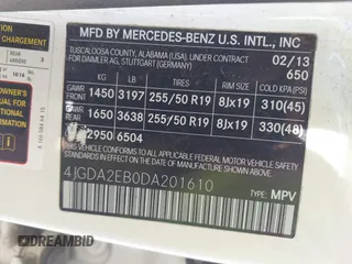 2013 Mercedes-Benz M 350 with VIN 4JGDA2EB0DA201610, listed as a IAAI auction lot 42123259 with 188,416 mi miles and . Bid and sale history available at carsss.com. Image 9.