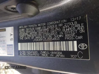 2018 Toyota Prius Two with VIN JTDKARFU3J3054803, listed as a IAAI auction lot 41442350 with 61,989 mi miles. Bid and sale history available at carsss.com. Image 9.