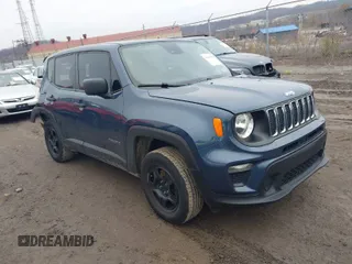 2021 Jeep Renegade Upland Edition with VIN ZACNJDAB5MPM29870, listed as a IAAI auction lot 40884581 with 52,955 mi miles. Bid and sale history available at carsss.com. Image 1.