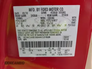 2010 Ford Escape Limited z VIN 1FMCU0EG5AKC21828, wystawiony jako IAAI lot #42343582 z przebiegiem 135 534 mil mil oraz . Historia ofert i sprzedaży dostępna na DreamBid. Obrazek 9.