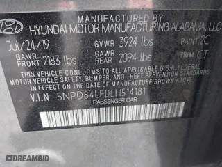 2020 Hyundai Elantra Value Edition with VIN 5NPD84LF0LH514181, listed as a IAAI auction lot 41892969 with 84,068 mi miles. Bid and sale history available at carsss.com. Image 9.