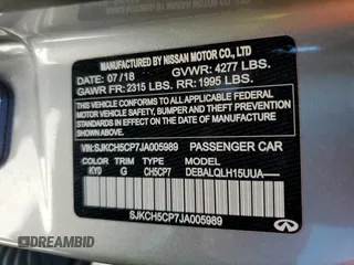 2018 Infiniti QX30 ESSENTIAL with VIN SJKCH5CP7JA005989, listed as a Copart auction lot 51963664 with 0 mi miles. Bid and sale history available at carsss.com. Image 12.