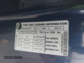 2009 Ford F-150 XL with VIN 1FTRF12W29KA68508, listed as a IAAI auction lot 41662633 with 105,652 mi miles and . Bid and sale history available at DreamBid. Image 9.