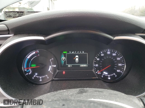 2016 Kia Optima Hybrid EX with VIN KNAGN4AD8G5093465, listed as a Copart auction lot 43966075 with 108,599 mi miles and Salvage Title. Bid and sale history available at carsss.com. Image 9.