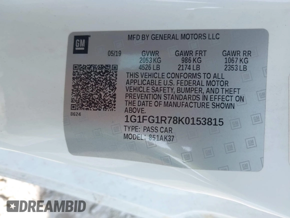 2019 Chevrolet Camaro 2SS с VIN 1G1FG1R78K0153815, выставлен на аукционе IAAI как лот 42409195 с пробегом 23 314 миль миль и . История ставок и продаж доступна на DreamBid. Изображение 9.