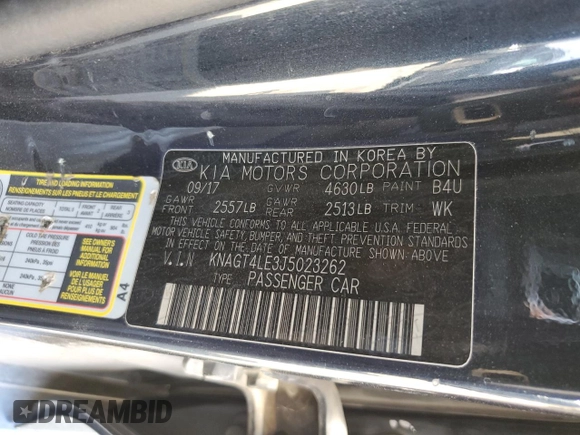 2018 Kia Optima Hybrid Premium with VIN KNAGT4LE3J5023262, listed as a Copart auction lot 65211244 with 142,212 mi miles and Salvage Title. Bid and sale history available at carsss.com. Image 12.