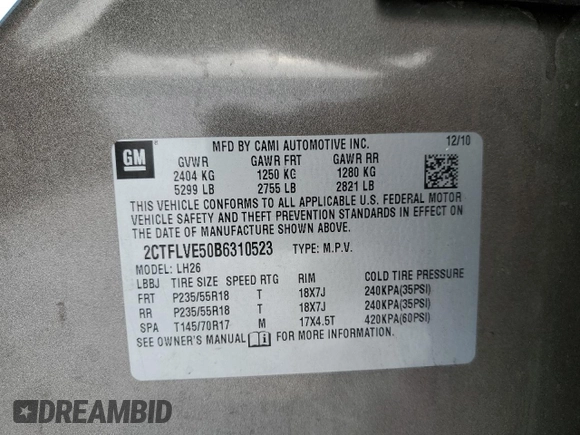 2011 GMC Terrain SLT-1 z VIN 2CTFLVE50B6310523, wystawiony jako Copart lot #44603575 z przebiegiem 127 774 mil mil oraz Szkoda całkowita • Salvage title. Historia ofert i sprzedaży dostępna na DreamBid. Obrazek 13.