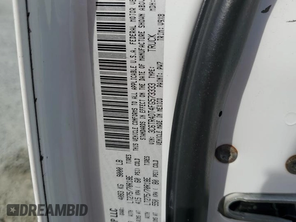 2015 Ram 2500 with VIN 3C6TR4DT4FG573333, listed as a Copart auction lot 54758515 with 182,000 mi miles and Salvage title. Bid and sale history available at DreamBid. Image 12.