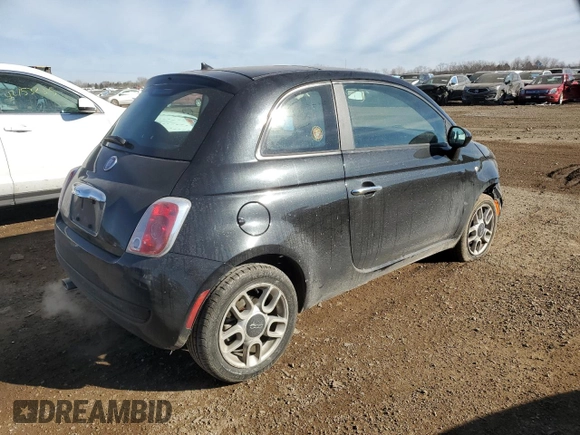 2012 FIAT 500 Pop with VIN 3C3CFFAR7CT365458, listed as a Copart auction lot 42599195 with 89,569 mi miles and Salvage Title. Bid and sale history available at carsss.com. Image 3.