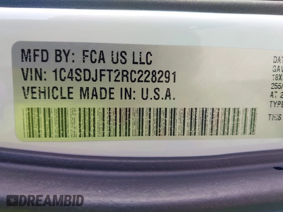 2024 Dodge Durango Special Service с VIN 1C4SDJFT2RC228291, выставлен на аукционе IAAI как лот 42173916 с пробегом 3 084 миль миль и . История ставок и продаж доступна на DreamBid. Изображение 9.