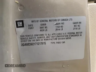 2007 Buick LaCrosse CX with VIN 2G4WC582171217815, listed as a Copart auction lot 58481415 with 194,432 mi miles and Non repairable. Bid and sale history available at DreamBid. Image 12.