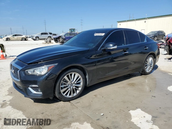 2019 Infiniti Q50 Luxe with VIN JN1EV7AP6KM517703, listed as a Copart auction lot 44838445 with 68,582 mi miles and Clean title. Bid and sale history available at DreamBid. Image 1.