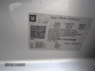 2019 Chevrolet Tahoe LT with VIN 1GNSCBKC7KR326466, listed as a IAAI auction lot 42048492 with 65,913 mi miles and . Bid and sale history available at DreamBid. Image 9.