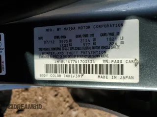 2013 Mazda Mazda3 i Sport with VIN JM1BL1U77D1703334, listed as a Copart auction lot 51221325 with 173,777 mi miles and Salvage Title. Bid and sale history available at carsss.com. Image 13.