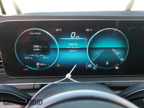 2020 Mercedes-Benz GLE 350 with VIN 4JGFB4KB5LA053605, listed as a Copart auction lot 56928275 with 52,413 mi miles and Salvage title. Bid and sale history available at DreamBid. Image 9.