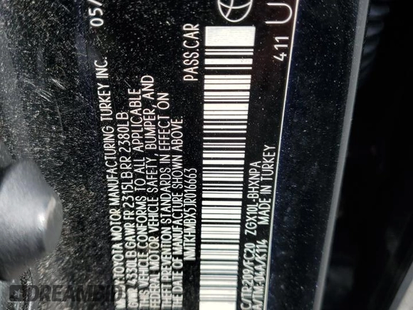 2018 Toyota C-HR XLE z VIN NMTKHMBX5JR016663, wystawiony jako Copart lot #52088425 z przebiegiem 106 566 mil mil oraz Szkoda całkowita • Salvage title. Historia ofert i sprzedaży dostępna na DreamBid. Obrazek 13.