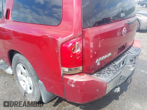 2007 Nissan Armada SE z VIN 5N1BA08AX7N720188, wystawiony jako IAAI lot #42211544 z przebiegiem 252 587 mil mil oraz . Historia ofert i sprzedaży dostępna na DreamBid. Obrazek 6.