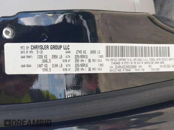 2010 Dodge Grand Caravan SE with VIN 2D4RN4DE2AR339889, listed as a IAAI auction lot 40034624 with 104,896 mi miles and . Bid and sale history available at DreamBid. Image 9.