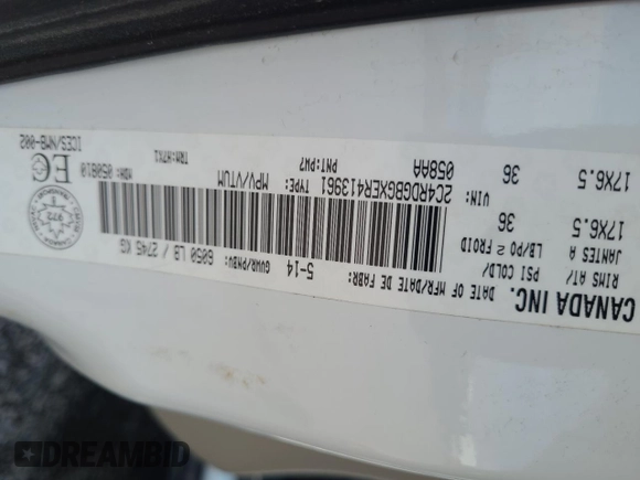 2014 Dodge Grand Caravan American Value with VIN 2C4RDGBGXER413961, listed as a Copart auction lot 54748405 with 146,589 mi miles and Clean Title. Bid and sale history available at DreamBid. Image 10.