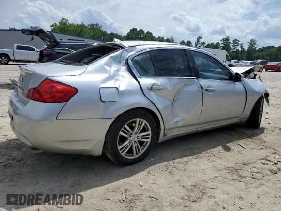 2012 Infiniti G25 Journey with VIN JN1DV6AP5CM701117, listed as a Copart auction lot 60403355 with 168,573 mi miles and Salvage title. Bid and sale history available at DreamBid. Image 3.